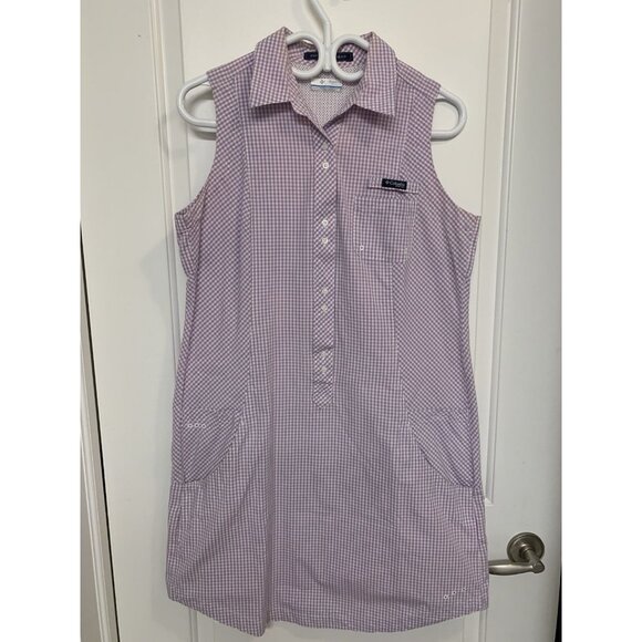 Columbia PFG Dress Large Sleeveless Super Bonehead Lilac Purple Plaid Gorpcore - Picture 1 of 16